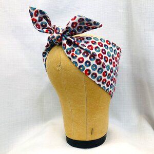 Donut Print Dolly Bow Headscarf Headband All Cotton